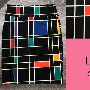 Large Black Cassie Skirt with Color Block Pattern